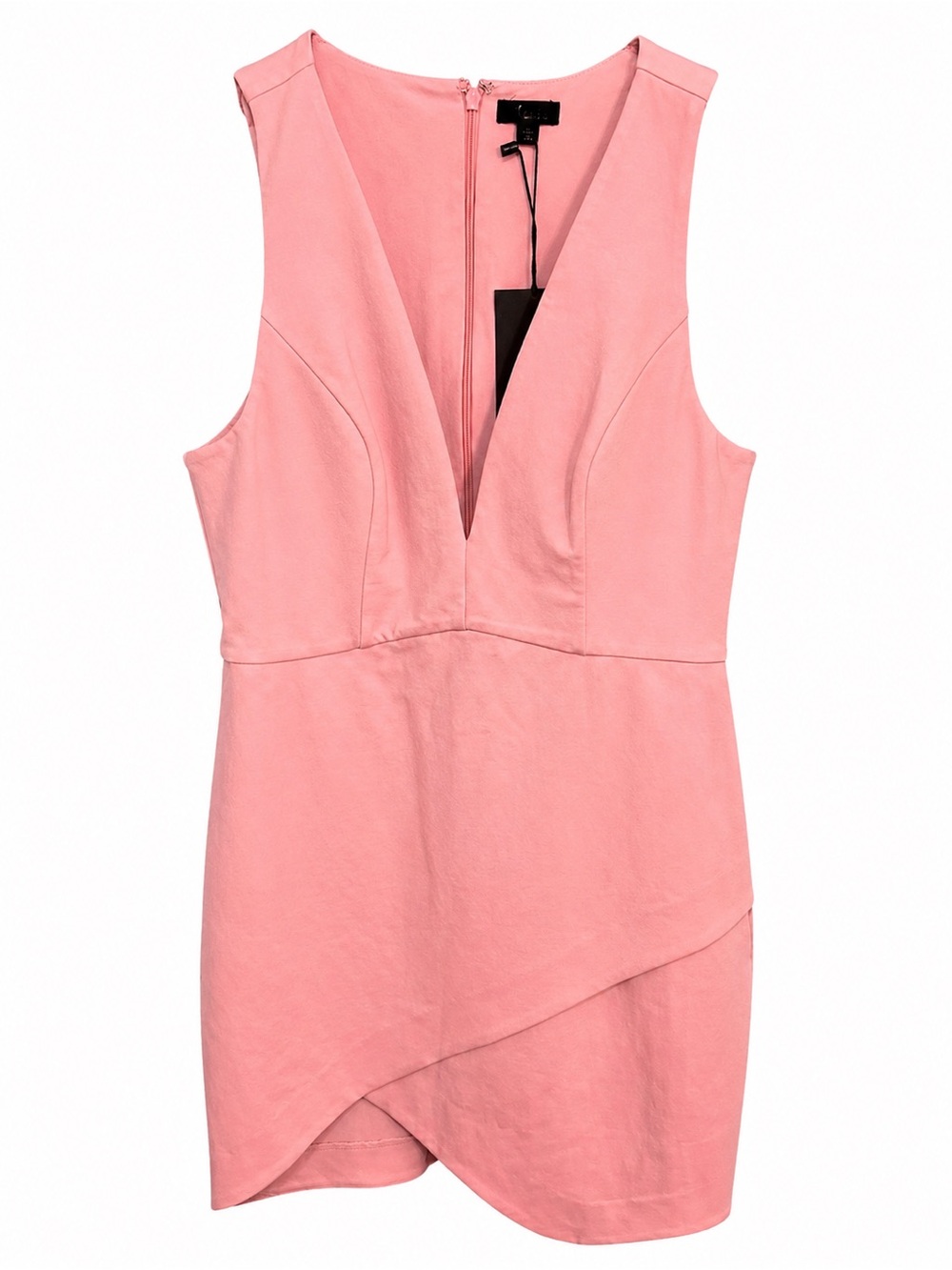 💖 NWT NBD Pink Deep V Tulip Hem Bodycon Cocktail Dress Size L 💖